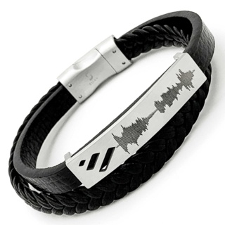 Personalised SoundWave Leather Bracelet