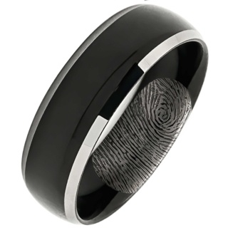 Black Tungsten Ring with Secret Fingerprint
