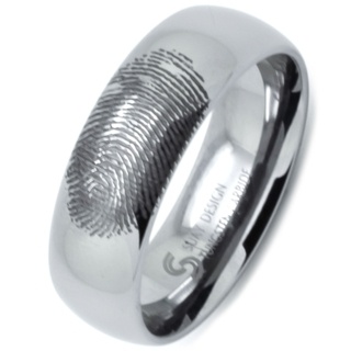 8mm Customised Fingerprint Tungsten Ring