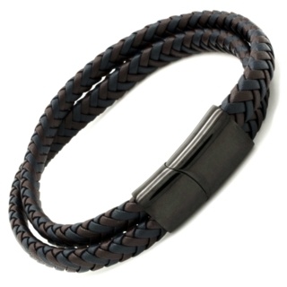 Blue & Brown Double Strand Leather Bracelet