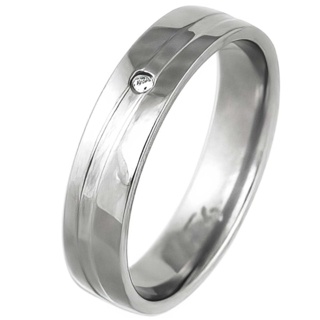 Swell Polished Titanium Diamond Ring
