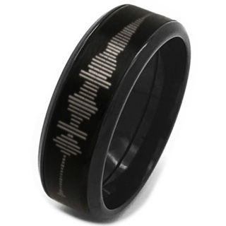Custom Sound Wave Black Titanium Spinner Ring