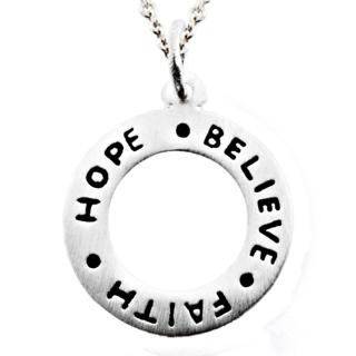 Silver Hope Believe Faith Charm Necklace