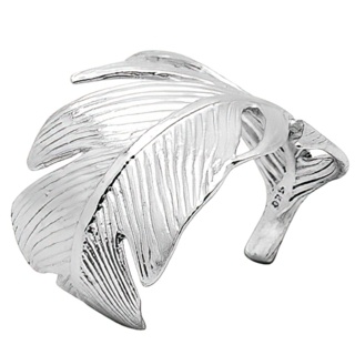 Polished Silver Feather Ring