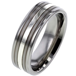Platinum Inlaid Titanium Ring 