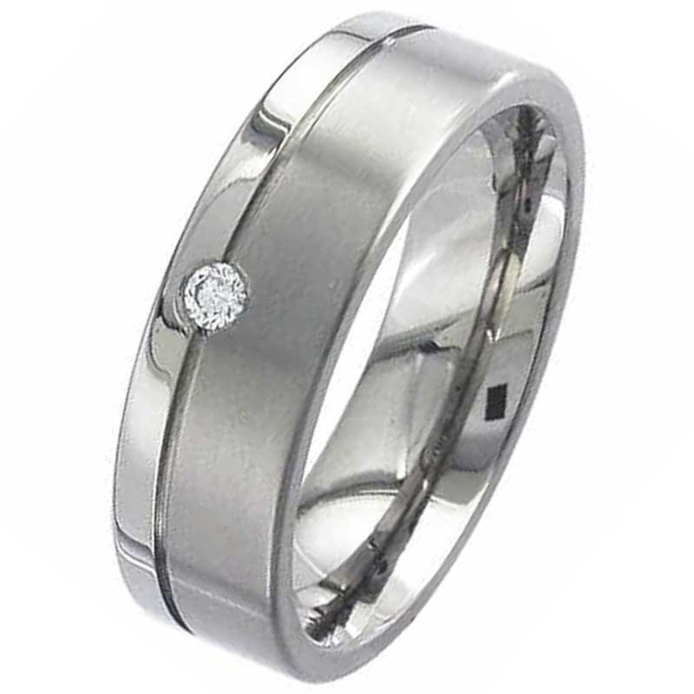 Two Tone Flat Profile Diamond Titanium Wedding Ring | Titanium Rings ...