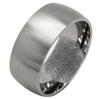 Secret Fingerprint 10mm Satin Titanium Ring,