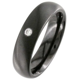 Dome Profile Black Diamond Zirconium Wedding Ring 