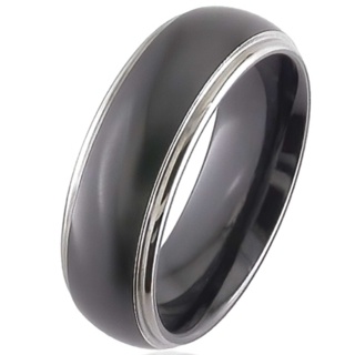 Dome Profile Two Tone Zirconium Wedding Ring 