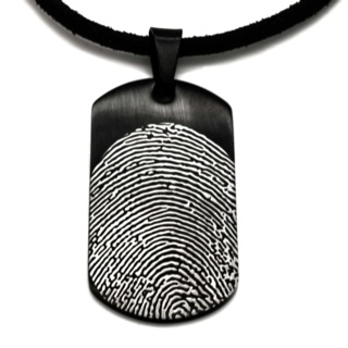 Personalised Fingerprint Black Dog Tag Necklace