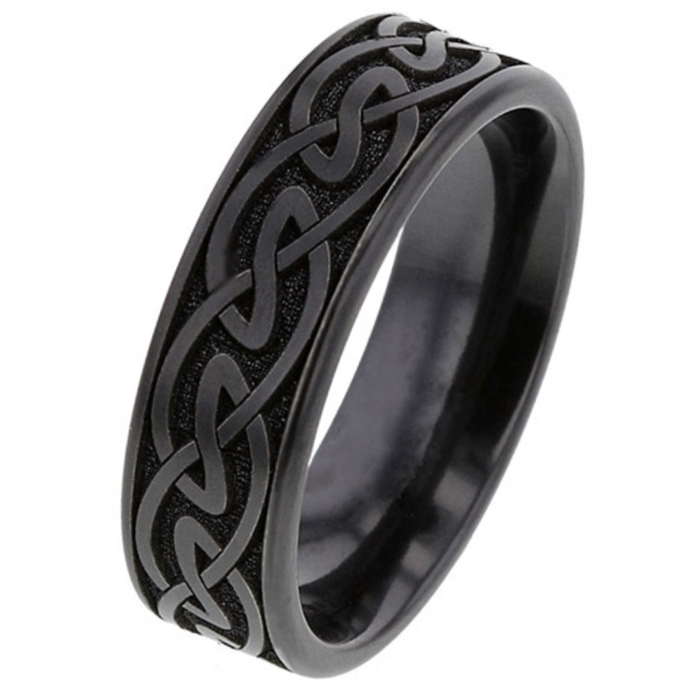 Black Zirconium Celtic Wedding Ring | Zirconium Rings | Suay Design