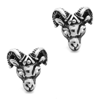 Stainless Steel Rams Head Crystal Earrings