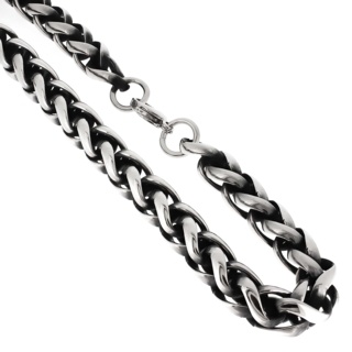 Chunky Oxidised 10mm Wheat Chain Necklace