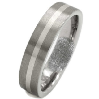 Titanium & Silver Secret Fingerprint Ring