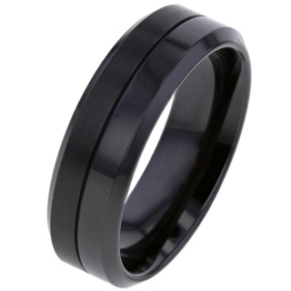 Twin-finished Black Zirconium Ring