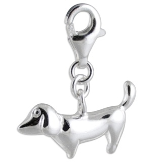 Silver Dachshund Dog Clip On Charm