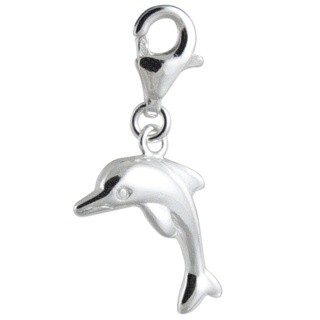 Polished Silver Dolphin Clip On Charm