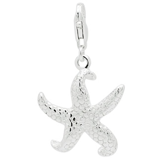 Detailed Silver Starfish Clip On Charm