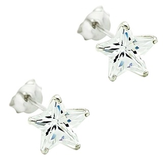 Silver Crystal Star 8mm Earrings