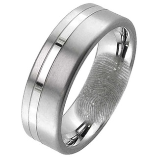 Two-tone Titanium Ring with Secret Fingerprint