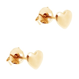 Polished Gold heart Stud Earrings