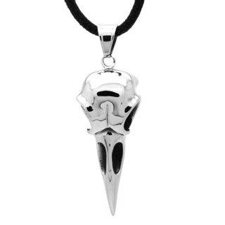 Stainless Steel Ravens Skull Leather Necklace