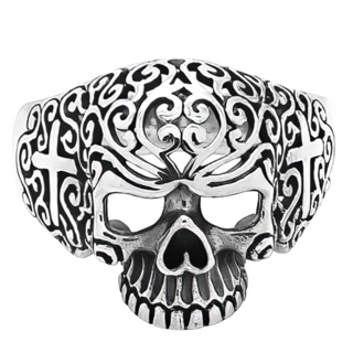 925 Silver Detailed Skull Ring