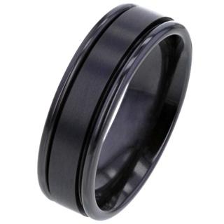 Flat Black Zirconium Ring with Two-Tone Finish 