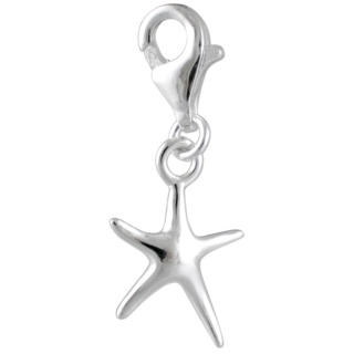 Polished Silver Starfish Clip On Charm 
