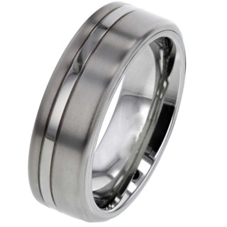 Titanium Memorial Ashes Ring with Off-Centre Polished Detail