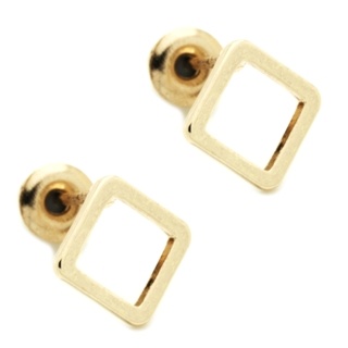 Gold Tone Square Stud Earrings