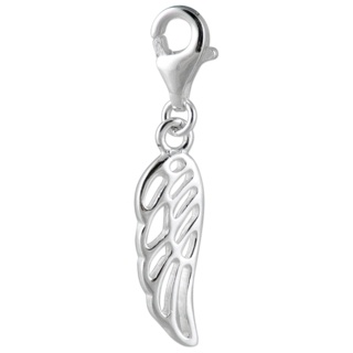 Silver Clip On Angel Wing Charm