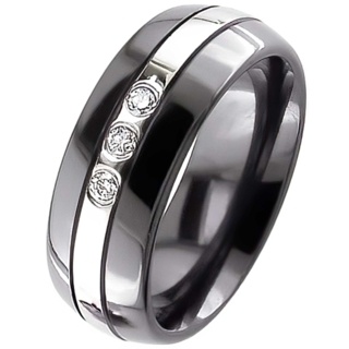 Dome Profile Black Diamond Zirconium Wedding Ring