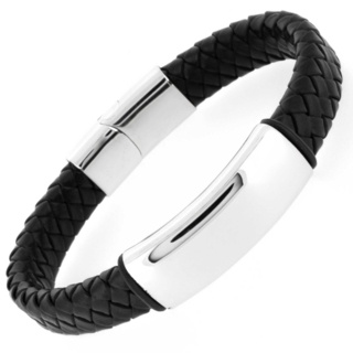 Synthetic Leather Stainless Steel Bracelet