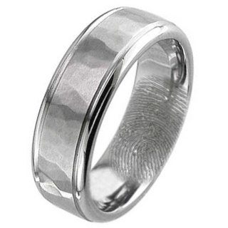 Secret Fingerprint Hammered Titanium Ring 