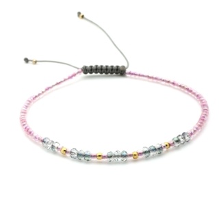 Handmade Pink Crystal & Gold Plated Adjustable Bracelet