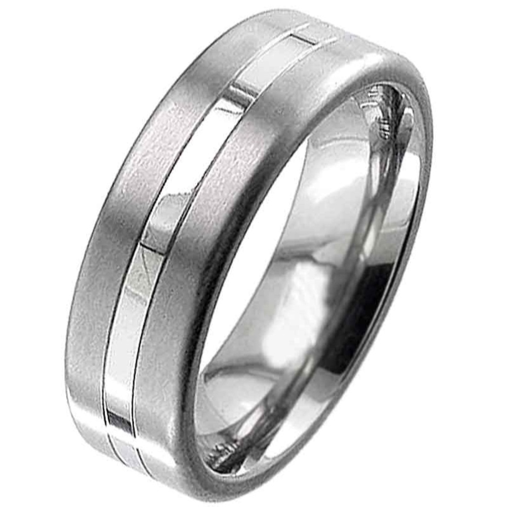 Two Tone Titanium Ring with a Flat Profile | Silver & Titanium Rings ...