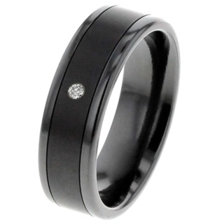 Black Zirconium Diamond Wedding Ring