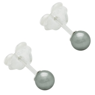 Small Silver Grey Pearl 4mm Earrings