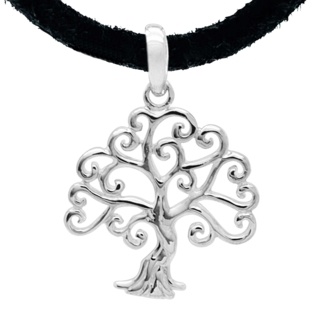 925 Silver Tree Of Life Leather Necklace