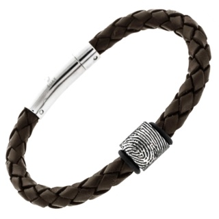 Personalised Titanium Fingerprint Leather Bracelet