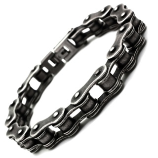 Oxidised Stainless Steel Bike Chain Bracelet