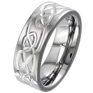 Flat Profile Titanium Ring with a Celtic Knot Design