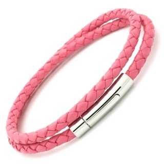 Pink Bolo Leather Double Wrap Bracelet