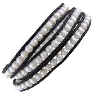 Yukata Pearl Leather Bracelet