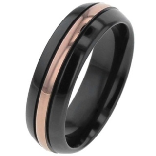 Black Zirconium Ring with Rose Gold Inlay