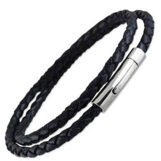 Dallas Black Leather Bracelet