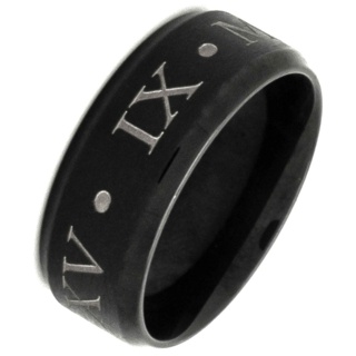 Personalised Black Stainless Steel Roman Numeral Ring