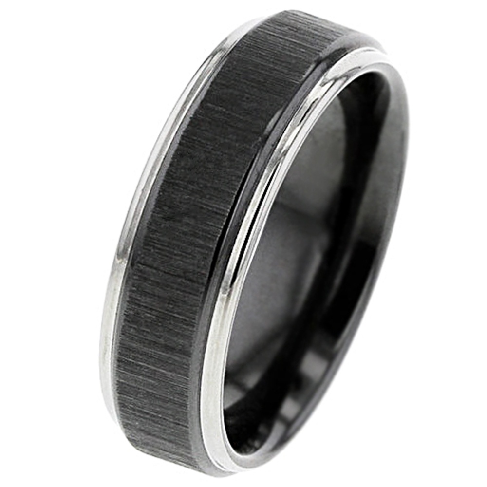 Cross Brushed Zirconium ring with Polished Shoulders | Zirconium Rings ...