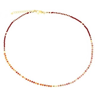 Handmade Red & Amber Crystal Necklace